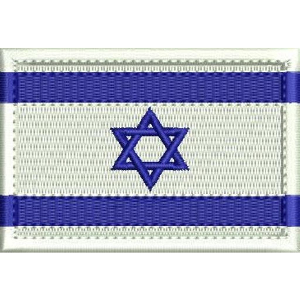 Patch bordado 8x5,5 cm bandeira Israel oficial com carrapicho para costurar ou termocolante