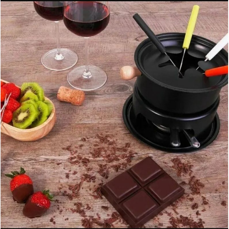 Conjunto aparelho panela fondue antiaderente 11 pecas casa ambiente