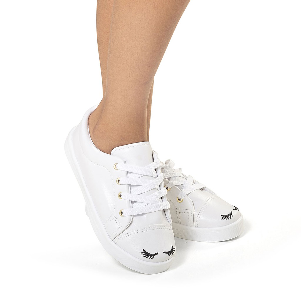 Tênis Infantil Menina Escolar branco Rosa Com cadarco Sapatenis infantil Feminino Casual promocao barato menina bebe