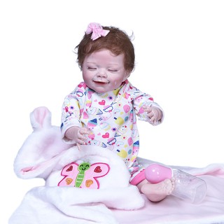 NPK 55CM reborn newborn baby sleeping April in blanket full body silicone soft real touch collectible high quality art