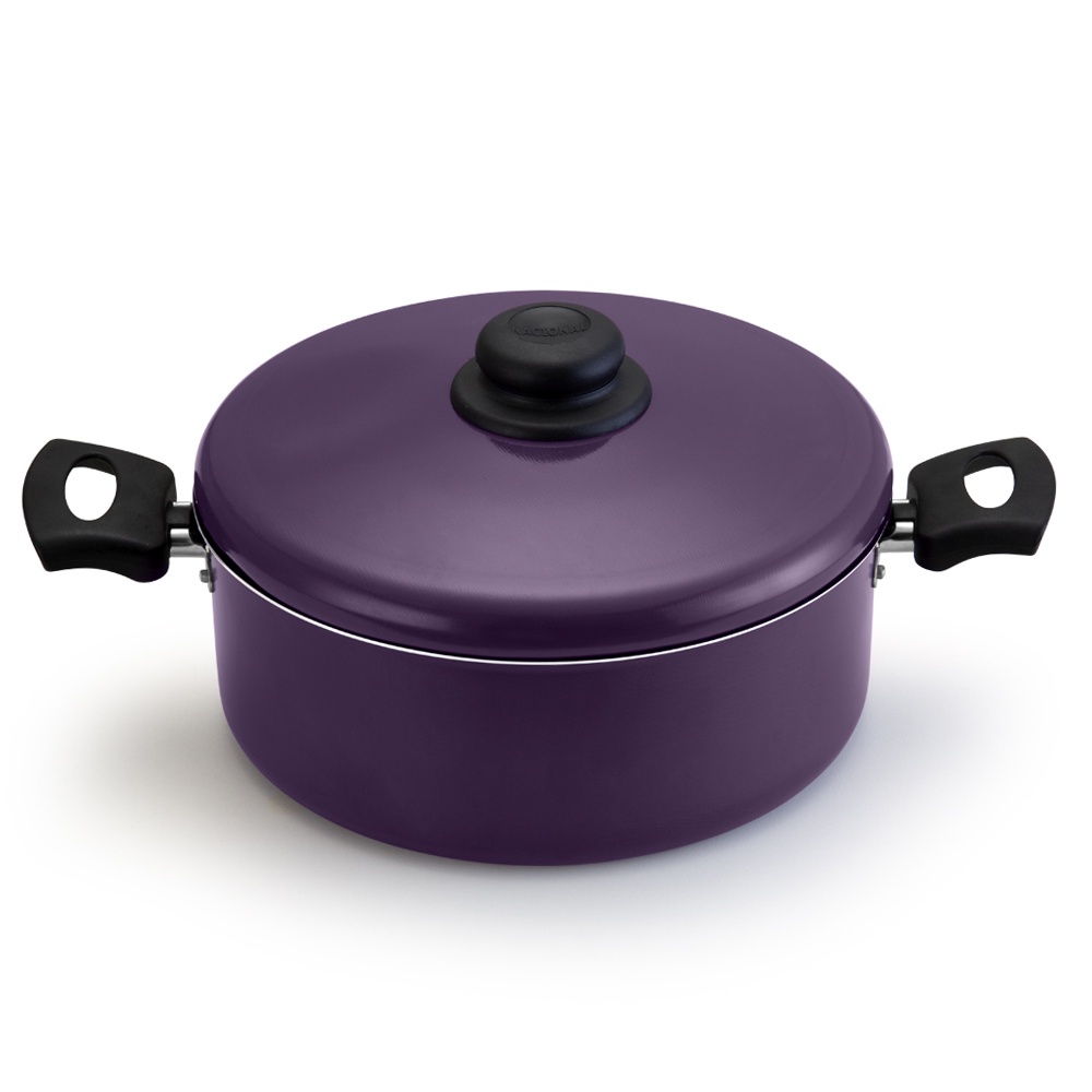 Caçarola Antiaderente Tampa Aluminio 24Cm 4L Lilás Nacional - Home & Living