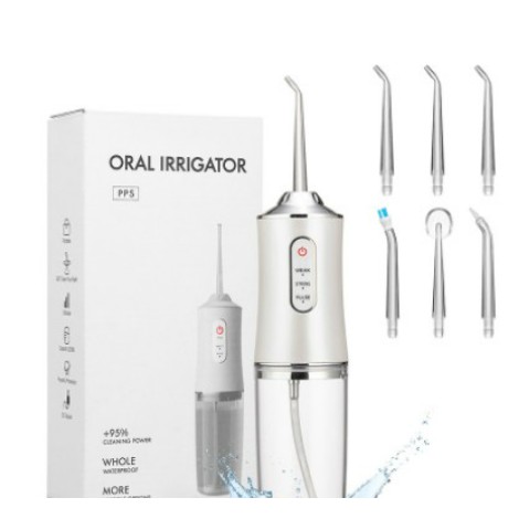 Irrigador oral 220ML com fio dental recarregável com água, aspersor odontológico portátil