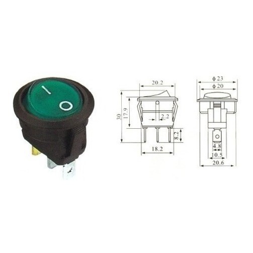 5 Peças - Chave Gangorra Kcd1-106a On/off 6a 3t Vd C/ Neon