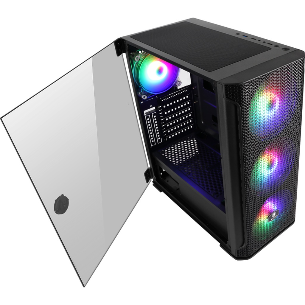 Gabinete Pc Gamer Sades Yu Rgb Vidro Temperado 4 Fans Inclusos