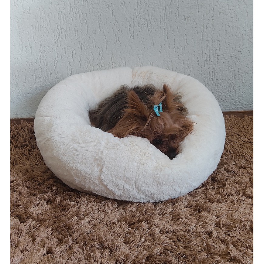 Cama Redonda para Gato e Cachorro de Velboa Pelúcia P ou G Cores Variadas