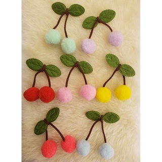Aplique Cereja Pompom - Par (2 unid)