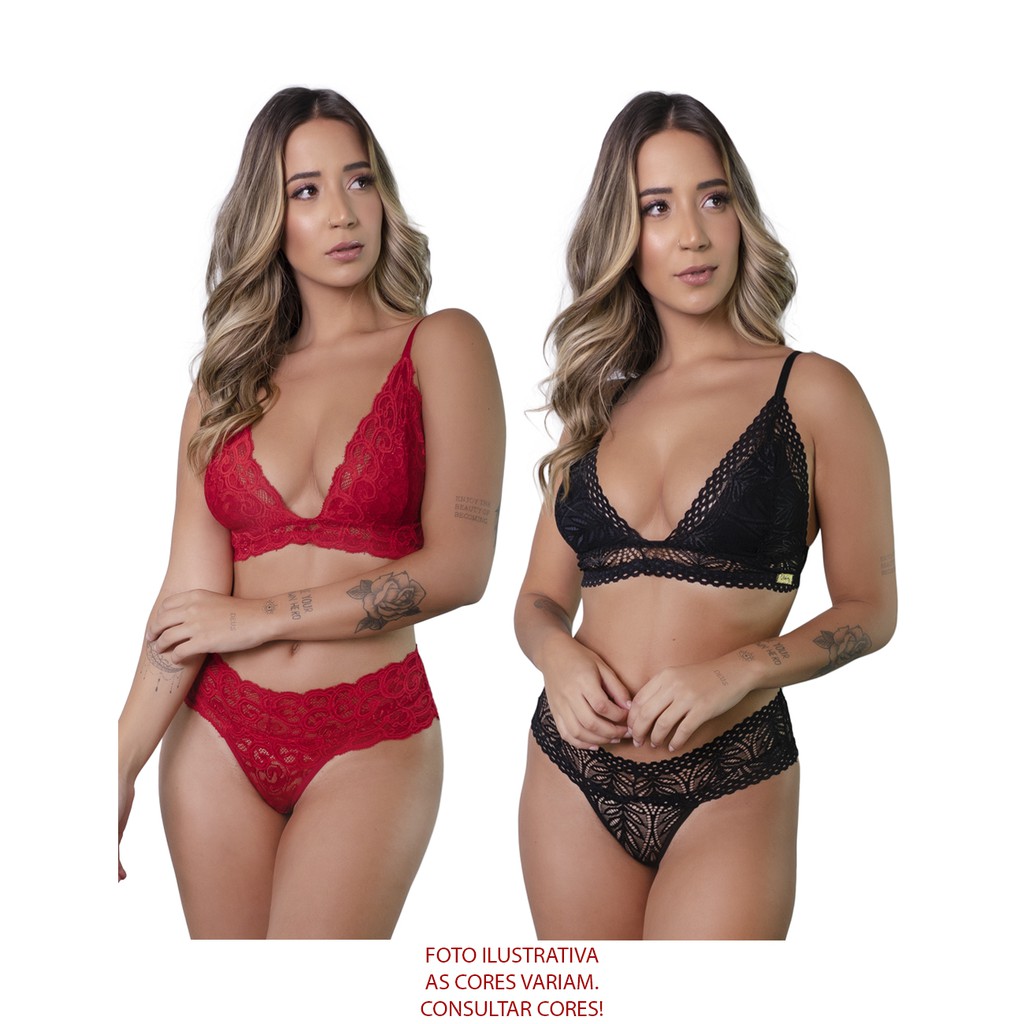 Kit 2 Conjuntos Lingerie Sexy Bela Moda Íntima Feminina Atacado Revenda Shopee Brasil 0052