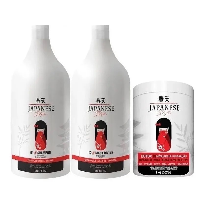 Kit Escova Progressiva 2x2,5 L + Btox Japonesa premium1kg liso com estilo style