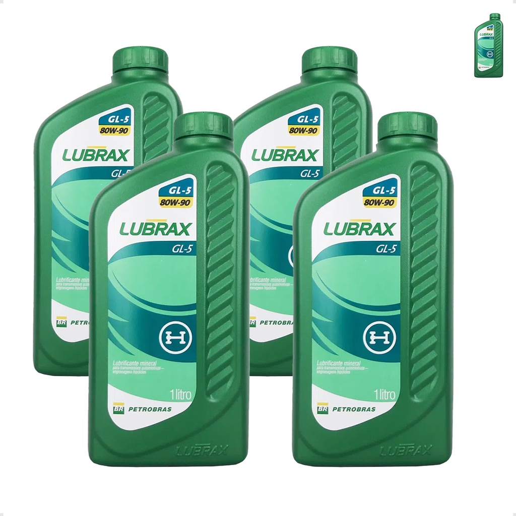 Óleo Lubrax 80w90 API GL-5 Para Transmissão 1 Litro Kit C/4