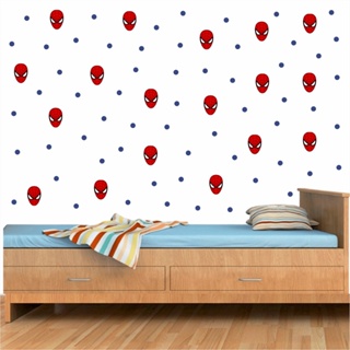 Kit Adesivo de Parede Homem Aranha e Bolinhas - Papel de Parede Infantil (MOD-148) em Oferta na Shopee
