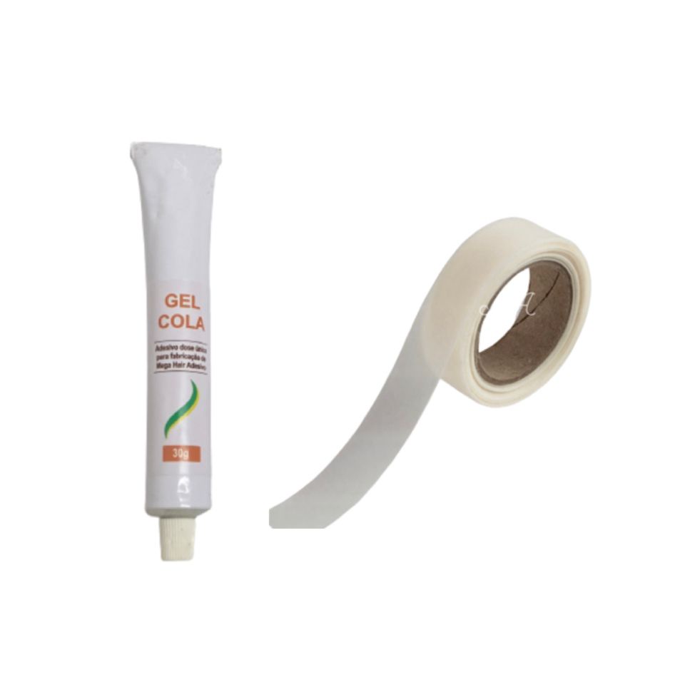 Gel Cola 30gr + Micropele nanopele 10 Metros Mega Hair Fita Adesiva