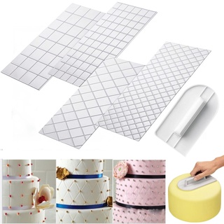 4 Pçs/Set DIY Bolo De Plástico Transparente Textura Lattic Mat Ferramentas De Decoração Do Molde Fondant Gumpaste Fronteira Stencil Moldes