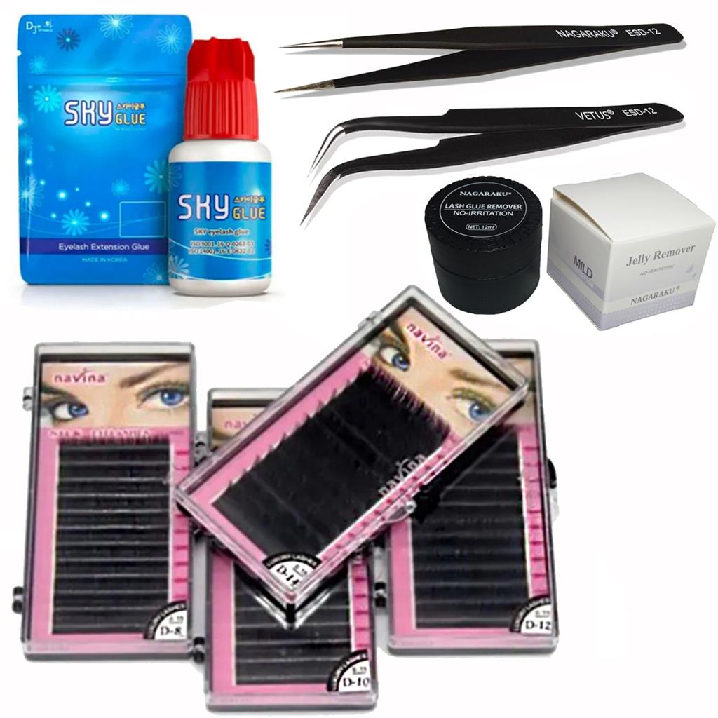 Kit Alongamento Cilios Fio A Fio Completo Cola profissional | Shopee Brasil