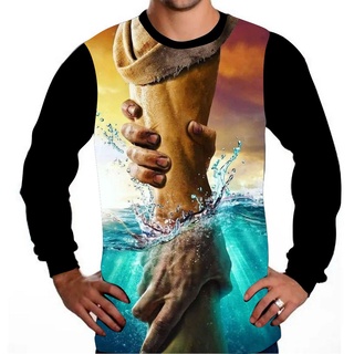 Camiseta  Evangélica Cristã de Manga Longa A Salvação/ Manga longa O Salvador