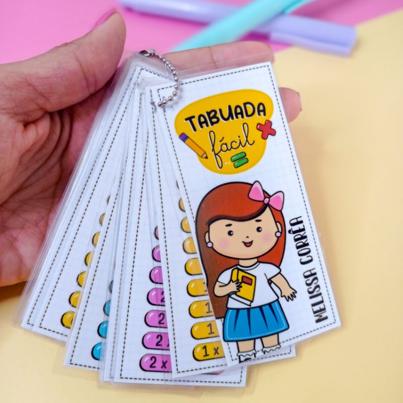 Kit Chaveiro Educativo Alfabeto Ilustrado Tabuadas Alfabeto