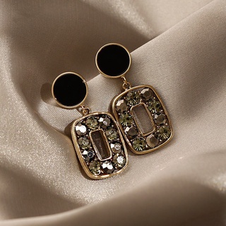 Brincos pendentes de zircão vintage luxuosos em preto