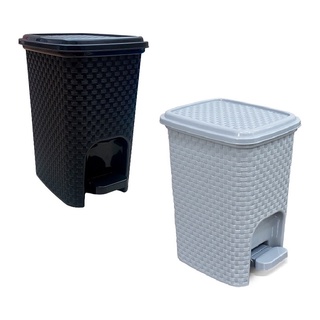 Lixeira Cesto Rattan 7 Litros Com Tampa & Pedal Escritorio Banheiro Pia Cozinha Quarto em Oferta na Shopee