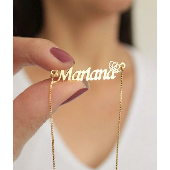 Colar Manuscrito Personalizado (Colar com nome) - Banhado a ouro 18k - Fonte Tradicional em Oferta na Shopee