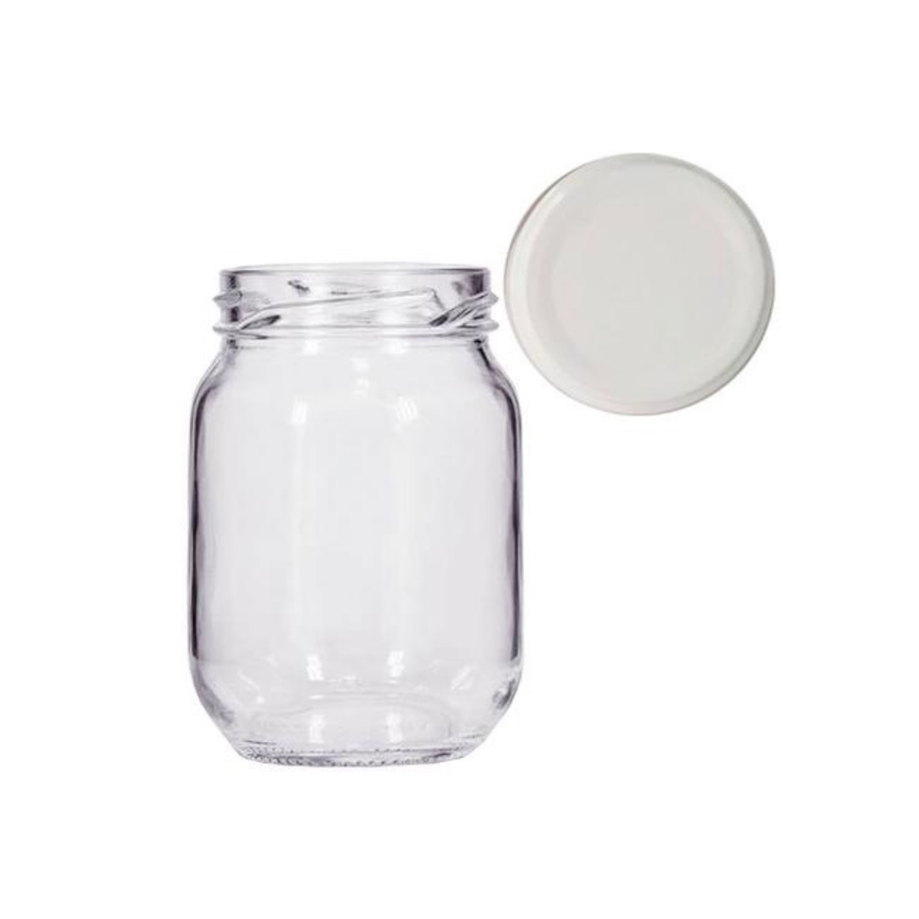 Pote De Vidro Conserva 267ml Com Tampa Branca metal geladeira