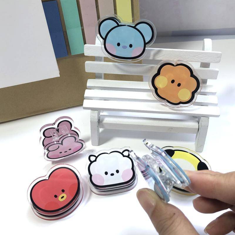 Papelaria KPOP BTS BT21 Clipe de arquivo acrílico de desenho animado em Oferta na Shopee