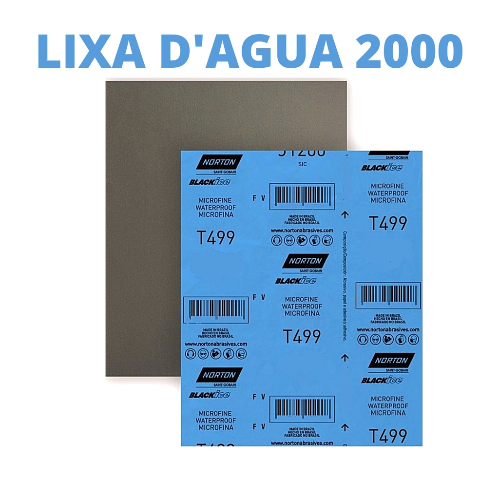 Lixa D´agua Grão 1200 / 1500 / 2000 / 2500 Norton Para Polimento Geral E Automotivo BlackIce Ref. T499 — imagem 2 de 2