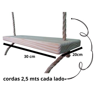 Balanço Suspenso Madeira Maciça Premium C/ Cordas Promoção