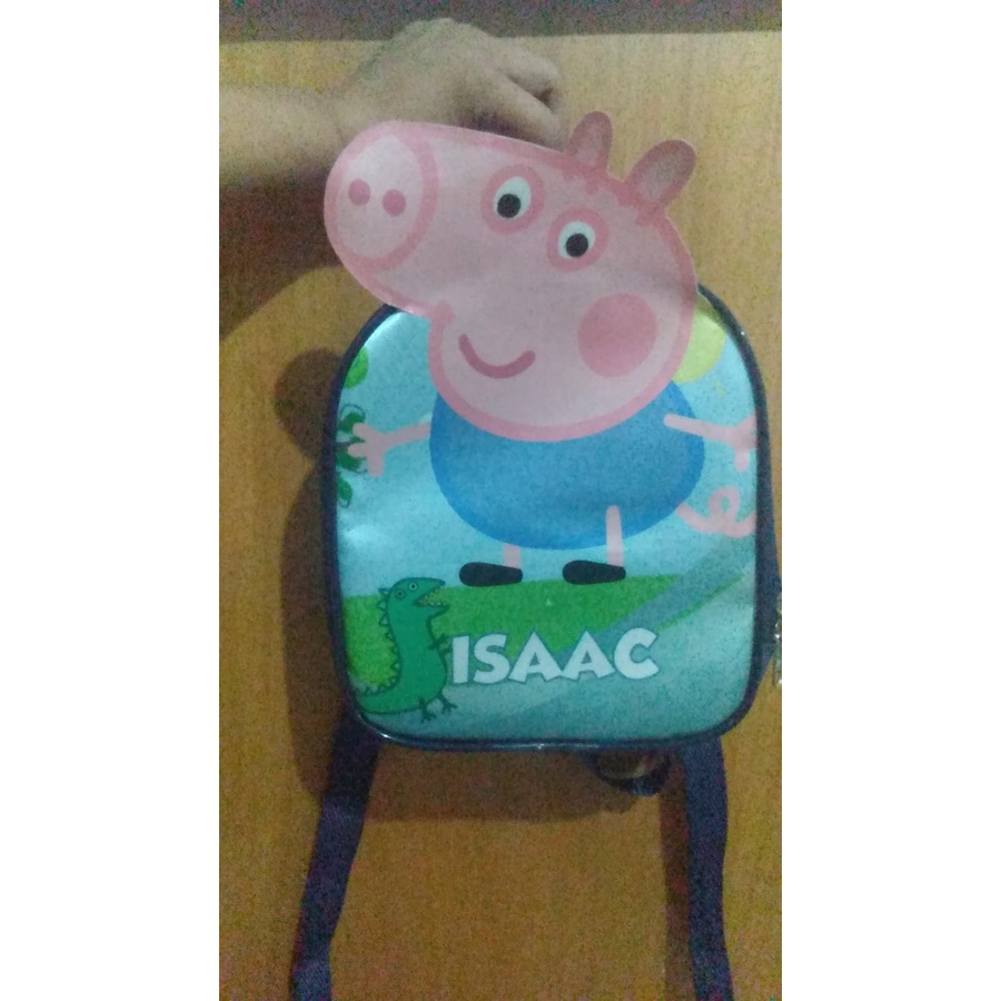 Mini Mochila 3D Turma da Peppa pig - George(DISPONÍVEL  SOMENTE NA COR AZUL CLARO)