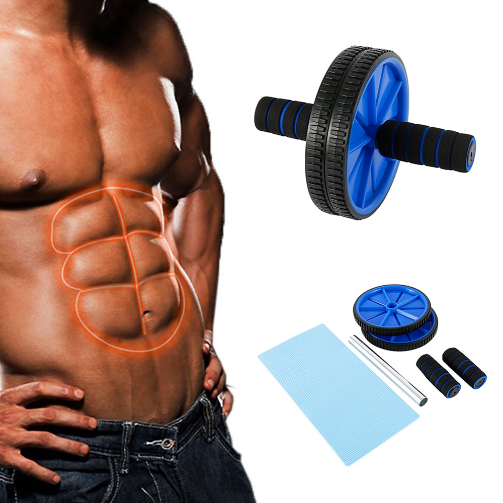 Roda Rolinho Abdominal Exercício Funcional Dupla Anti-skid com tapete Fitness Exercício