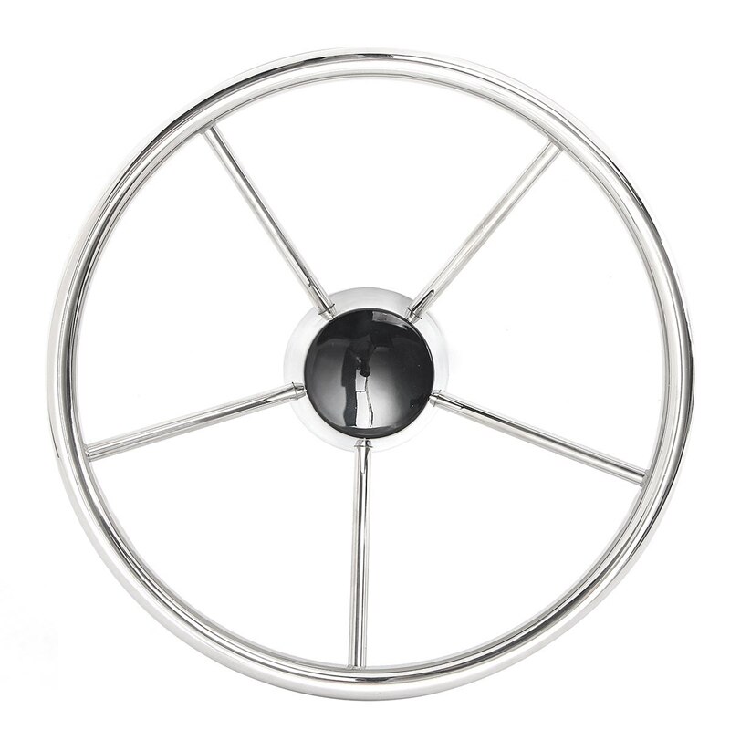 Volante Em Aço Inox 39Cm Cinco Raios Náutico Fishing Lancha