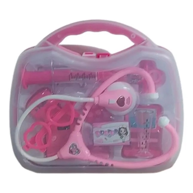Maleta Médica Rosa Brinquedo Infantil Didática Som Luz Estetoscópio Faz De Conta Educativo Menina BBR Toys 3+