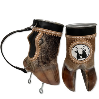 caneca copo pé de boi encapada canecao com alça em couro 300ml alumínio para agua refrigerante em Oferta na Shopee