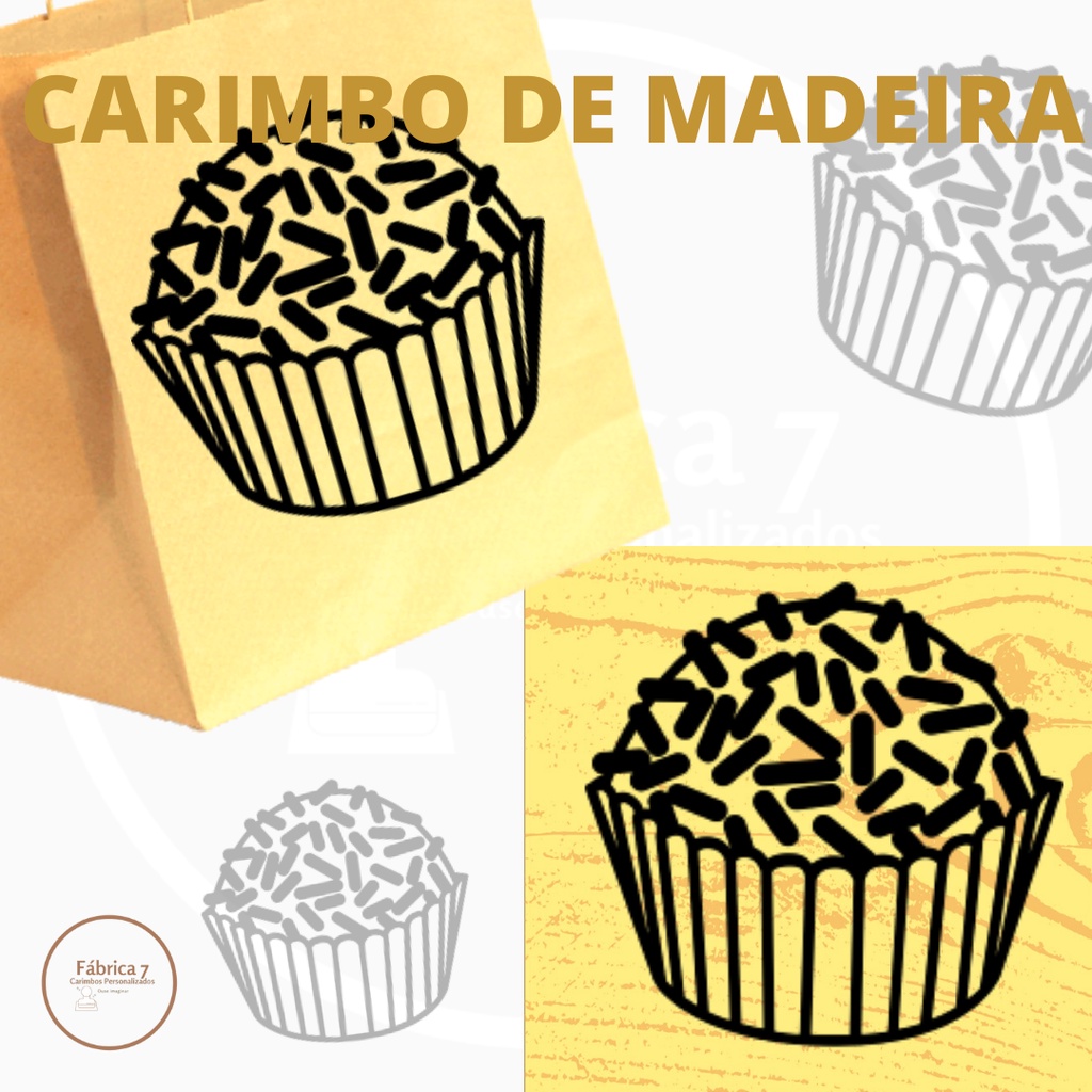 Carimbo de madeira decorativo para embalagem/tags/cartão LOVE CONFEITARIA DOCERIA DOCE