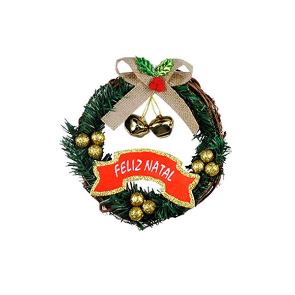 Guirlanda Com Enfeite Natal Porta Verde Decoracao Natalina Guizos Feliz Natal Lacos Bolas
