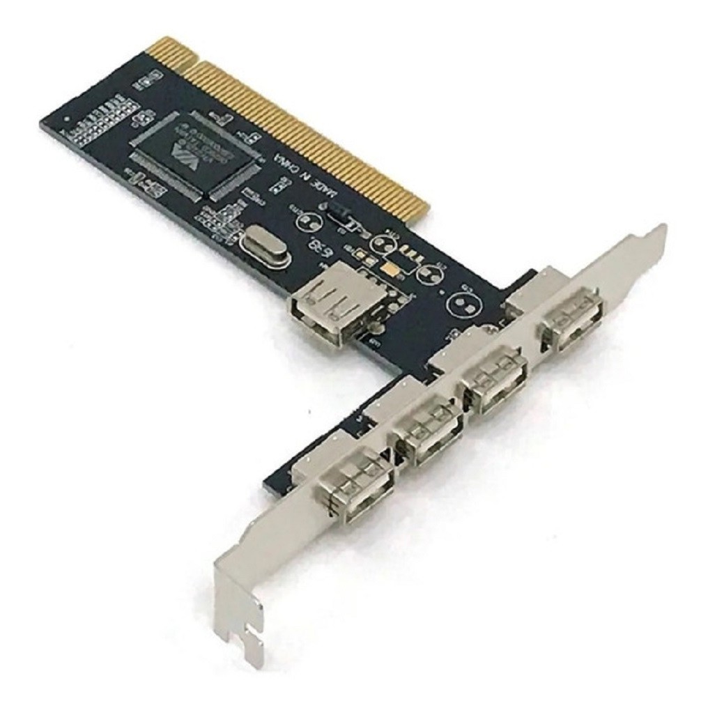 Placa Controladora USB PCI 2.0 com 4 saídas externas e 1 interna PCI padrão