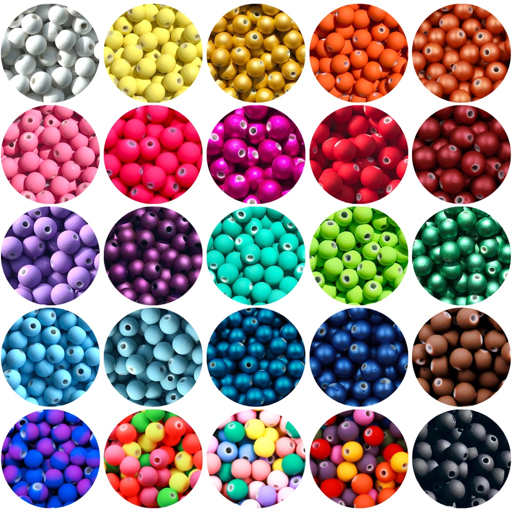 Até 200 Unidades Bola Emborrachada 08MM Miçanga Terço Pulseira Phone 8mm Borracha