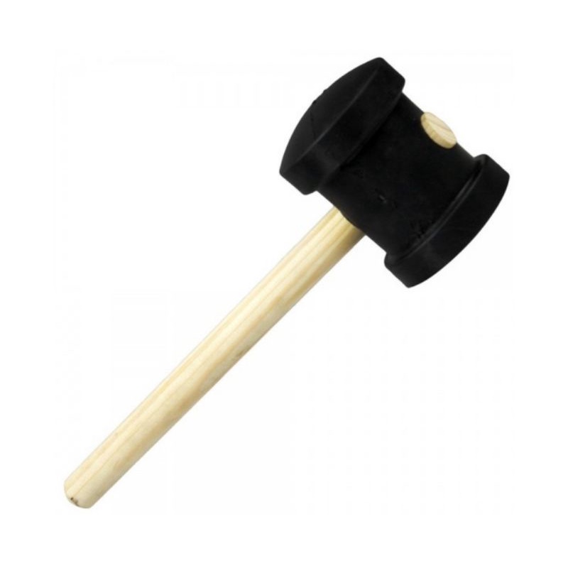Martelo de Borracha Borracheiro Preto 40 60 80 com Cabo de Madeira