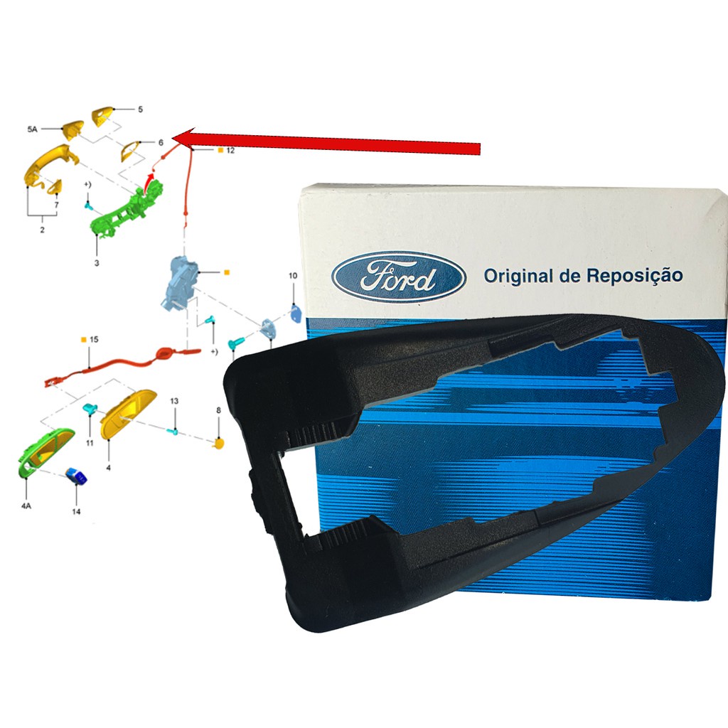 ALMOFADA DO PROLONGADOR DA MACANETA EXTERNA DA PORTA NEW FIESTA 2014 A 2019 HATCH
