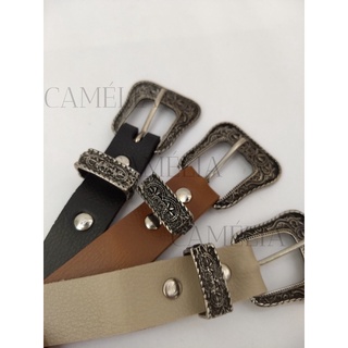 Cinto Feminino Vintage De Couro Fino Com Fivela Estreita Moda blogueira