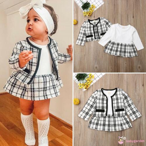 1-6 Anos Baby Girls 2Pcs Princess Autumn Winter Clothes Set Preto Casaco Branco Liso Tops + Patchwork O Pescoço Tutu Vestido Formal Fantasias