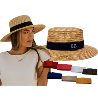 Chapéu Paris Palheta Boater Palha Dourada Feminino Unissex COM 1 FAIXA