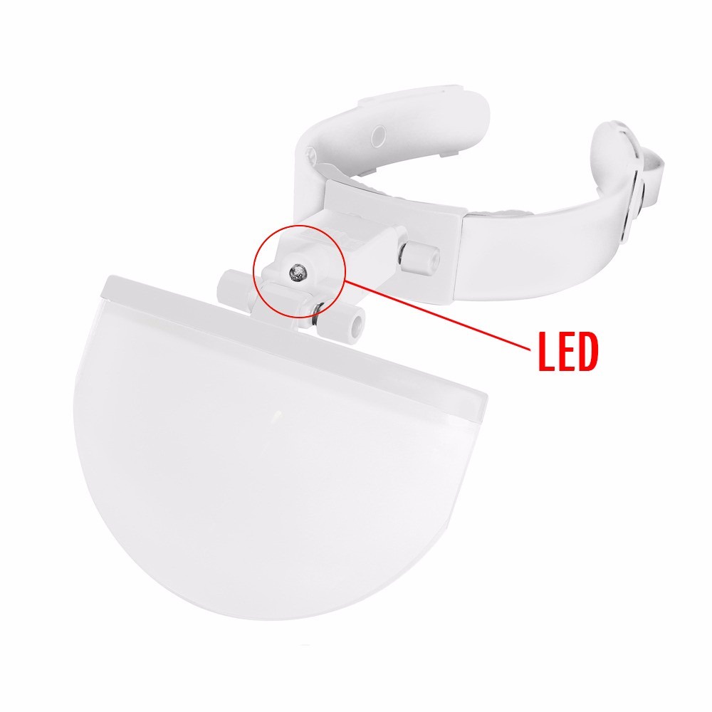 Lupa de Pala Estética Vision Wide - Lupa com Luz de LED Suporte de cabeça - Limpeza de Pele