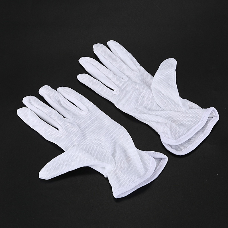 white cotton driving gloves