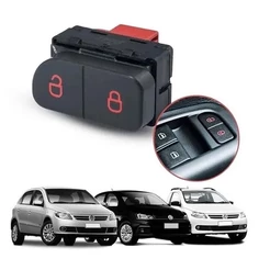 Botão Interruptor Trava E Destrava Gol Saveiro Voyage G5 G6 Parati Led Vermelho - VW0902