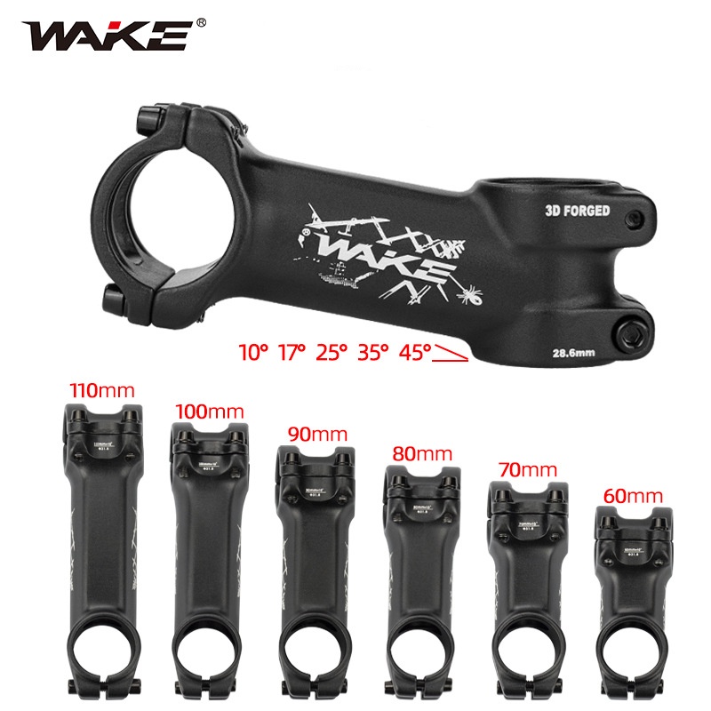WAKE MTB Haste Da Bicicleta 25 Graus Ultraleve 31.8mm 70/80/90/100/110mm Mountain Power Parts Estrada De Alumínio mesa bike mtb