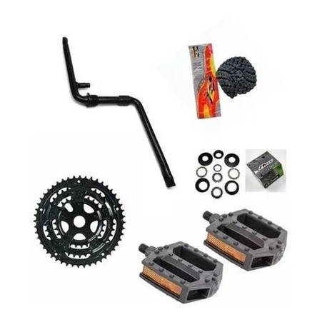 Kit Pé De Vela Coroa Pedal Corrente Centro 45m Completo Bike