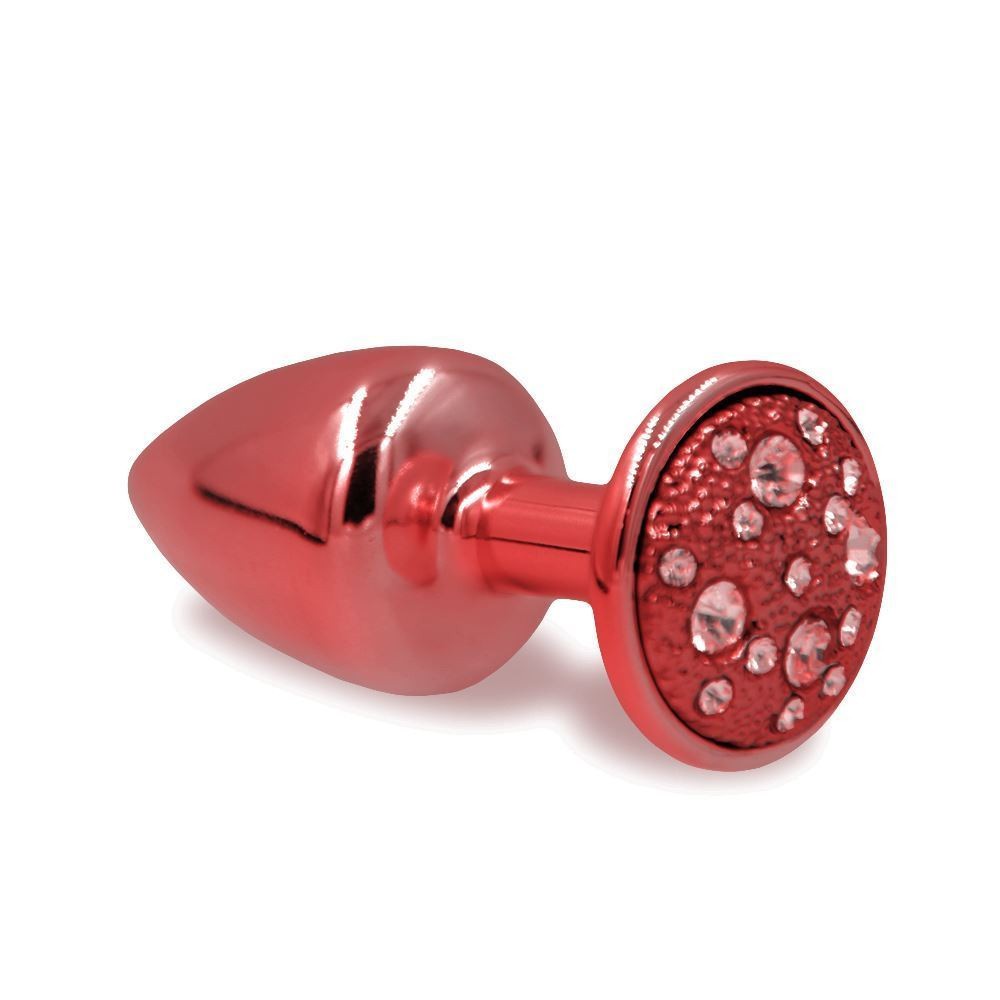 Plug M Vermelho com Pedra Cravejada em Strass- HARD-GOZZE SEX SHOP