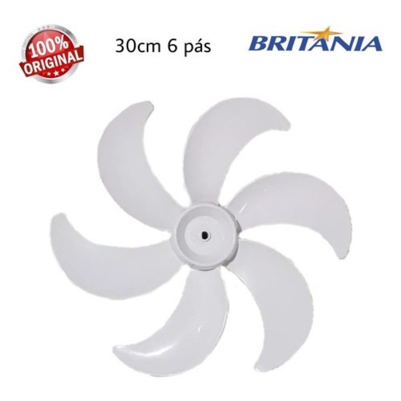 Helice Britania 30cm Ventilador Turbo Six B-30 - Cinza ou Preta