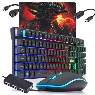 Kit Mobilador Gamer Completo Promoção RGB Premium Semi Mecanico Teclado e Mouse