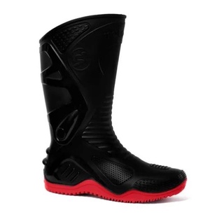Bota de Chuva Impermeável Motosafe preto e vermelho Motoboy Motoqueiro de PVC
