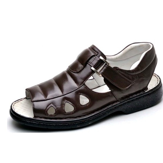 Sandália Chinelo Masculina Ortopédica Anatomica de Couro Ref 3600